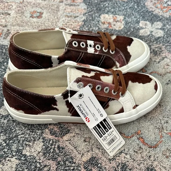 Superga Woman Brown and White Cow Print  Sneakers - Picture 3 of 7